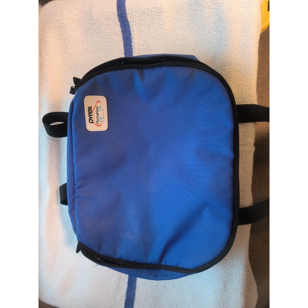 Pyrex Portables Insulated Carry Case - Bag Only! - Blue Handles & Zipper 14x11x4